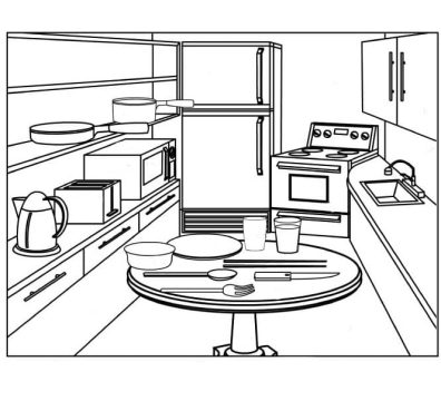 Desenho de Cozinha para Colorir Pdf