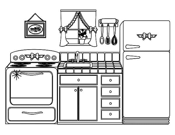 Desenho de Cozinhá para Imprimir Lápis de Cor