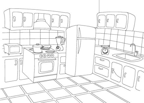 Desenho de Cozinha Simples para Colorir