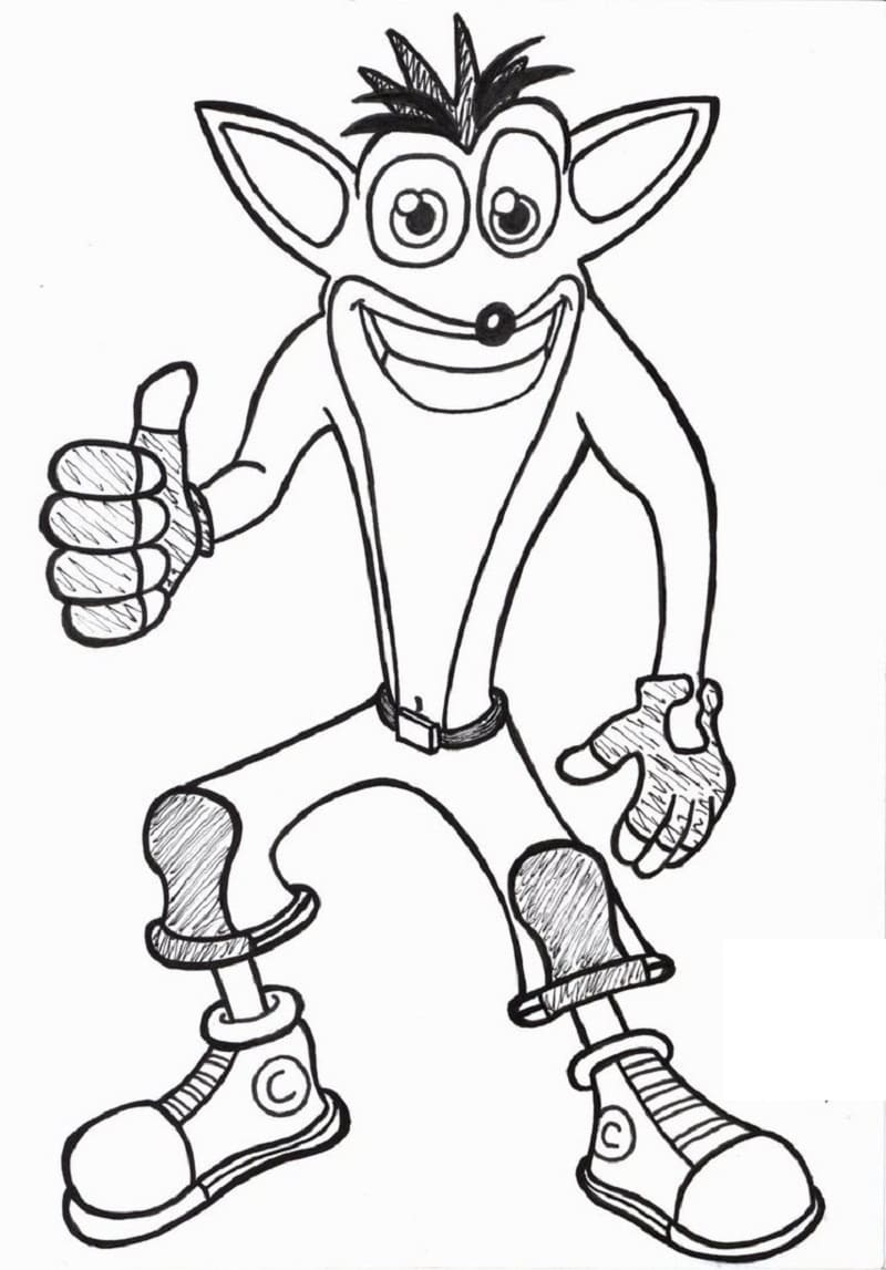 Desenho Básico de Crash Bandicoot para Pintar Grátis
