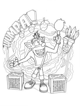 Desenho Imprimível do Game Crash Bandicoot para Colorir