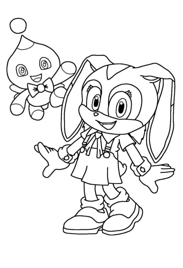 Desenho de Cream The Rabbit e Tails para Colorir