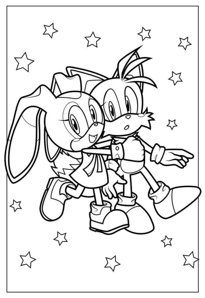 Desenho de Tails e Cream The Rabbit para Colorir