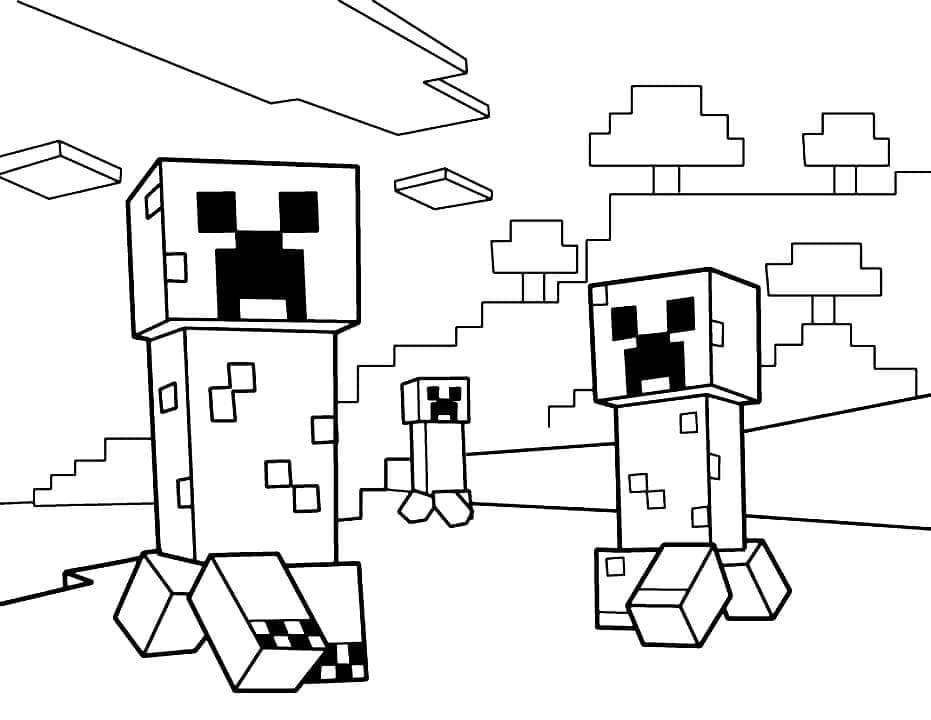 Desenho de Minecraft Creeper Imprimivel Grátis para Crianças para Colorir
