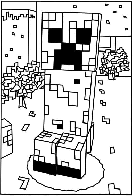 Desenho de Minecraft Creeper Imprimivel Grátis para Colorir