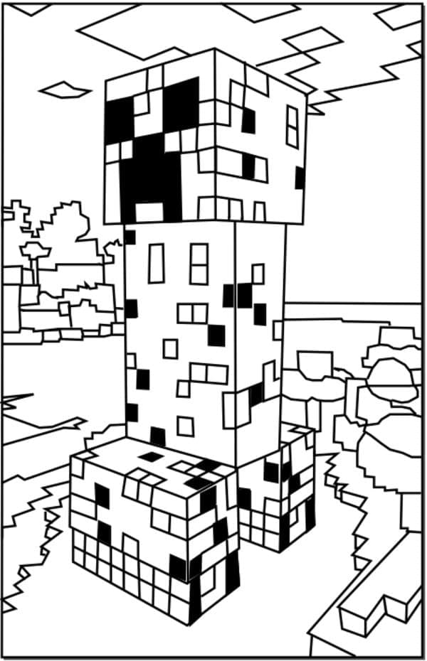 Desenho de Minecraft Creeper Imprimivel para Crianças para Colorir