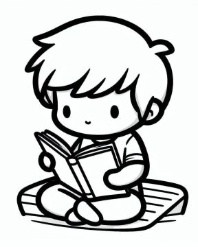 Desenho de Um Menino Lendo para Colorir