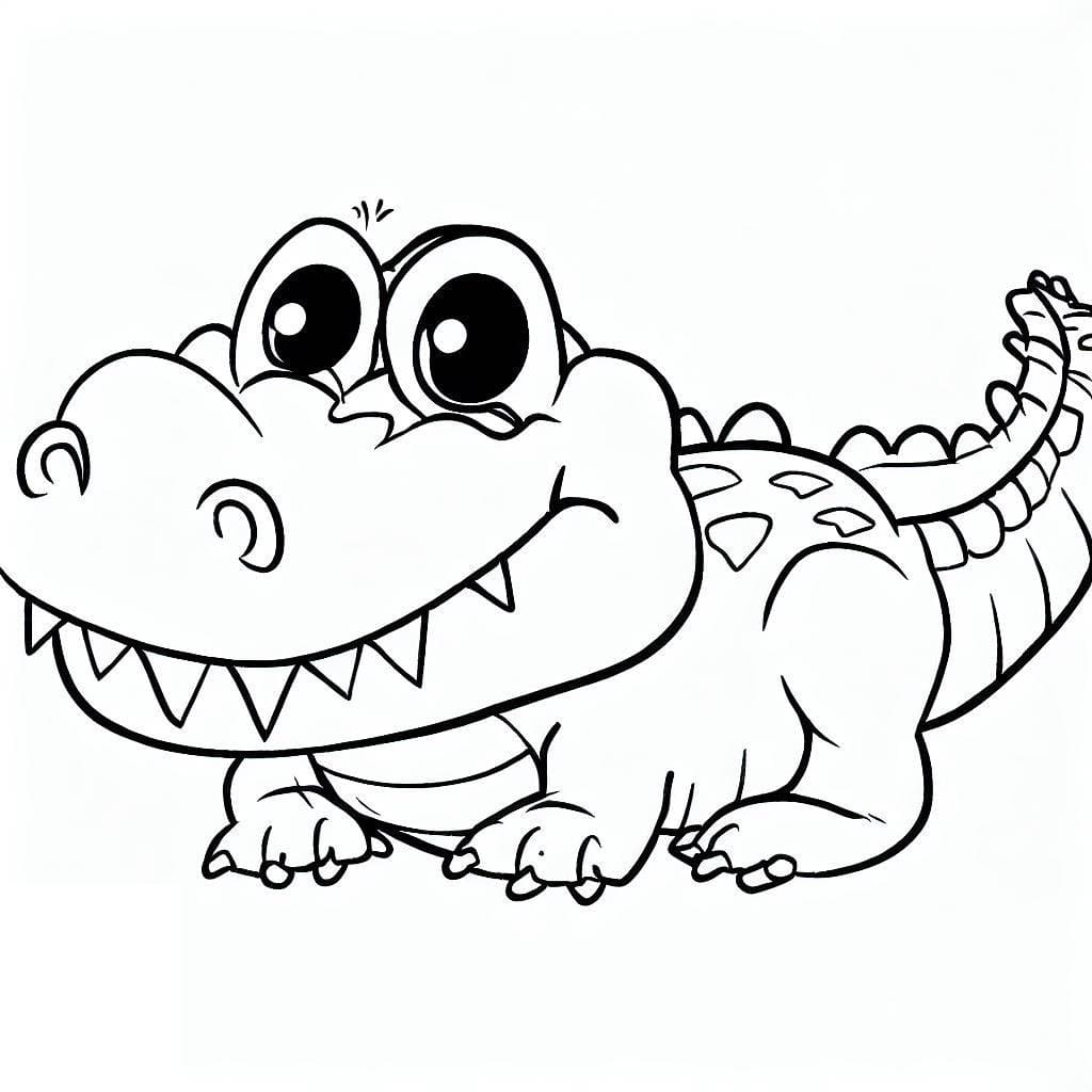Desenho de Crocodilo Bonito para Colorir