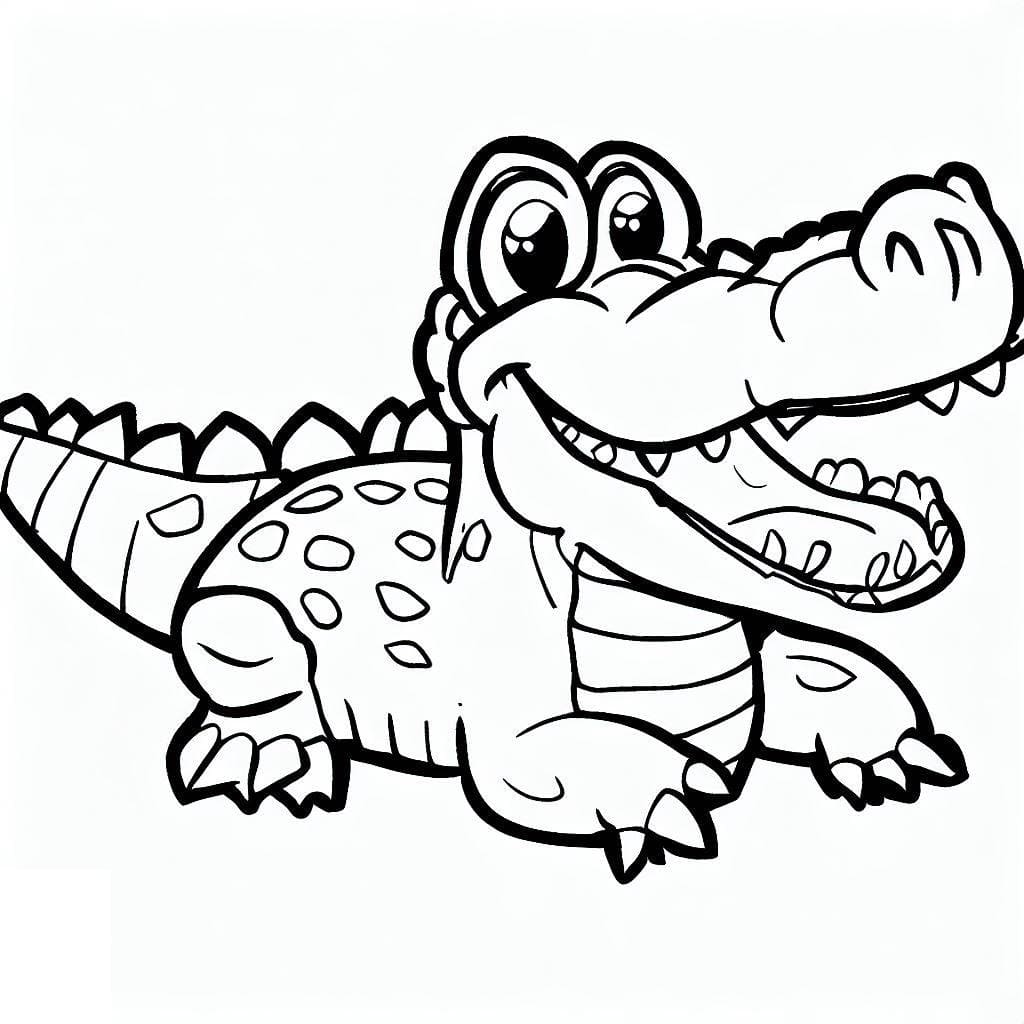 Desenho de Crocodilo e Fofo para Colorir