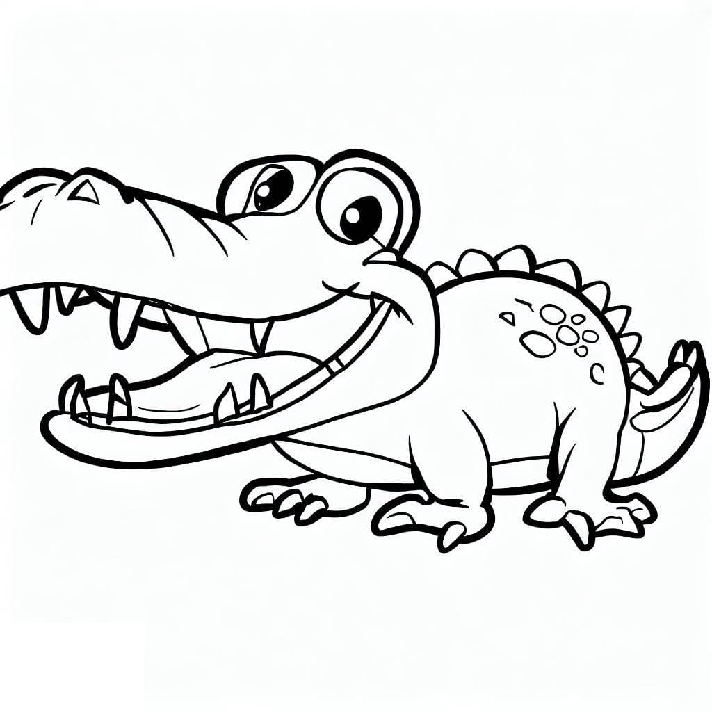 Desenho de Crocodilo Engraçado para Colorir