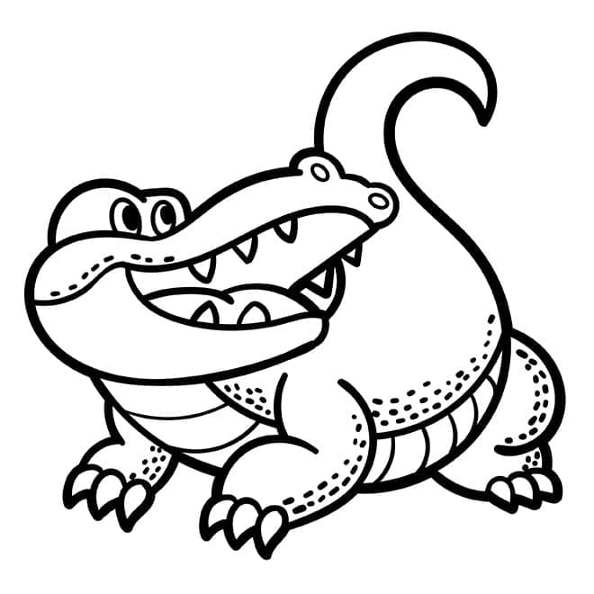 Desenho de Crocodilo Está Feliz para Colorir