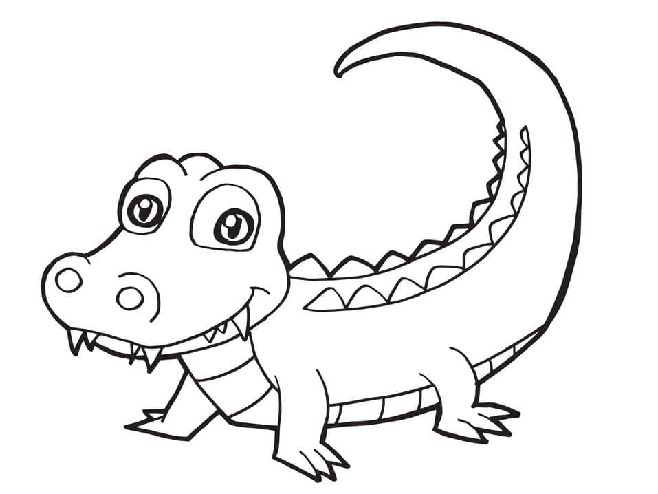 Desenho de Crocodilo Fofo para Colorir para Colorir