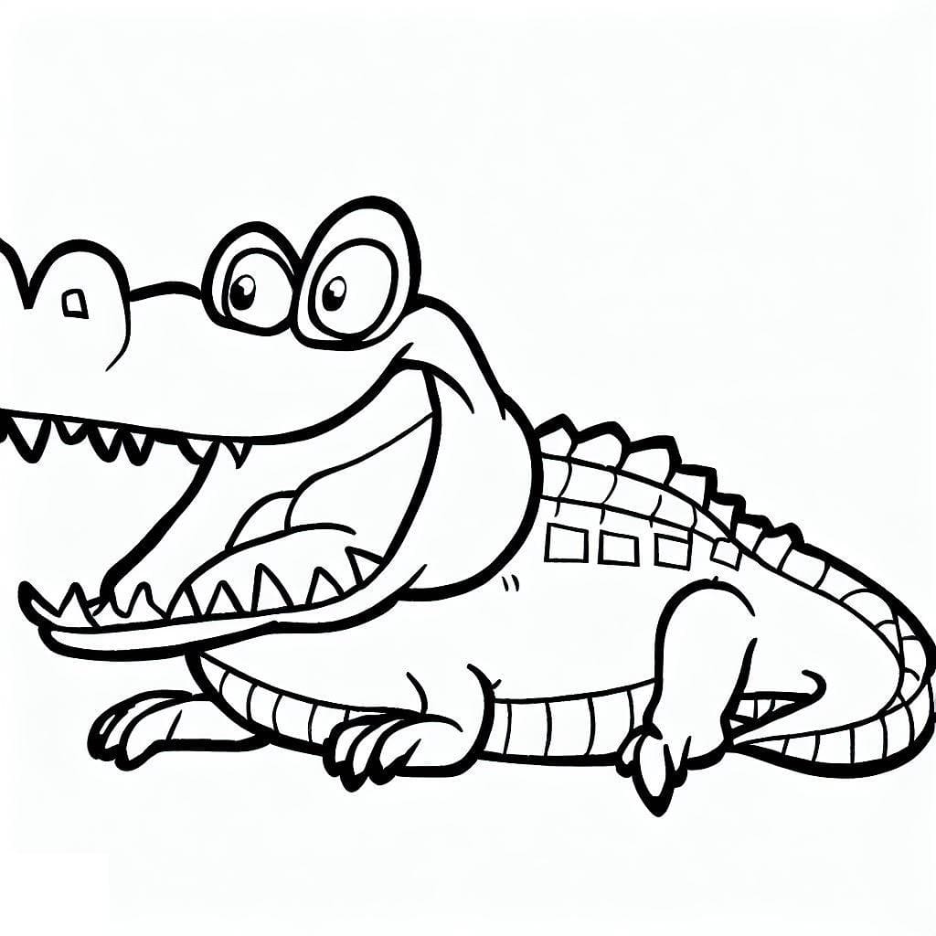 Desenho de Crocodilo Muito Engraçado para Colorir