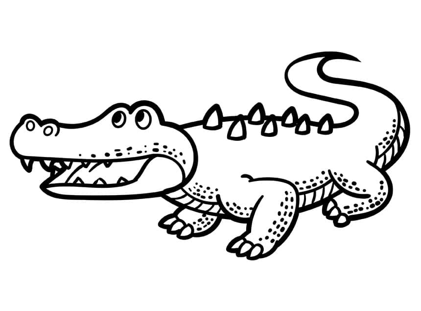 Desenho de Crocodilo Muito Feliz para Colorir