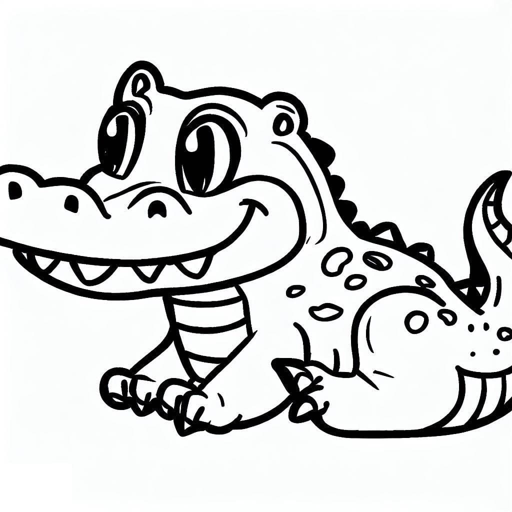 Desenho de Crocodilo Muito Fofo para Colorir