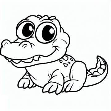 Desenho de Um Crocodilo Bonito para Colorir