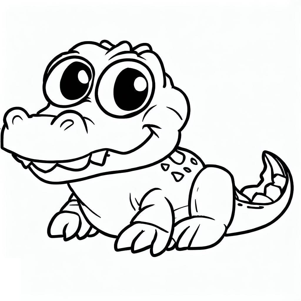 Desenho de um Crocodilo Bonito para Colorir