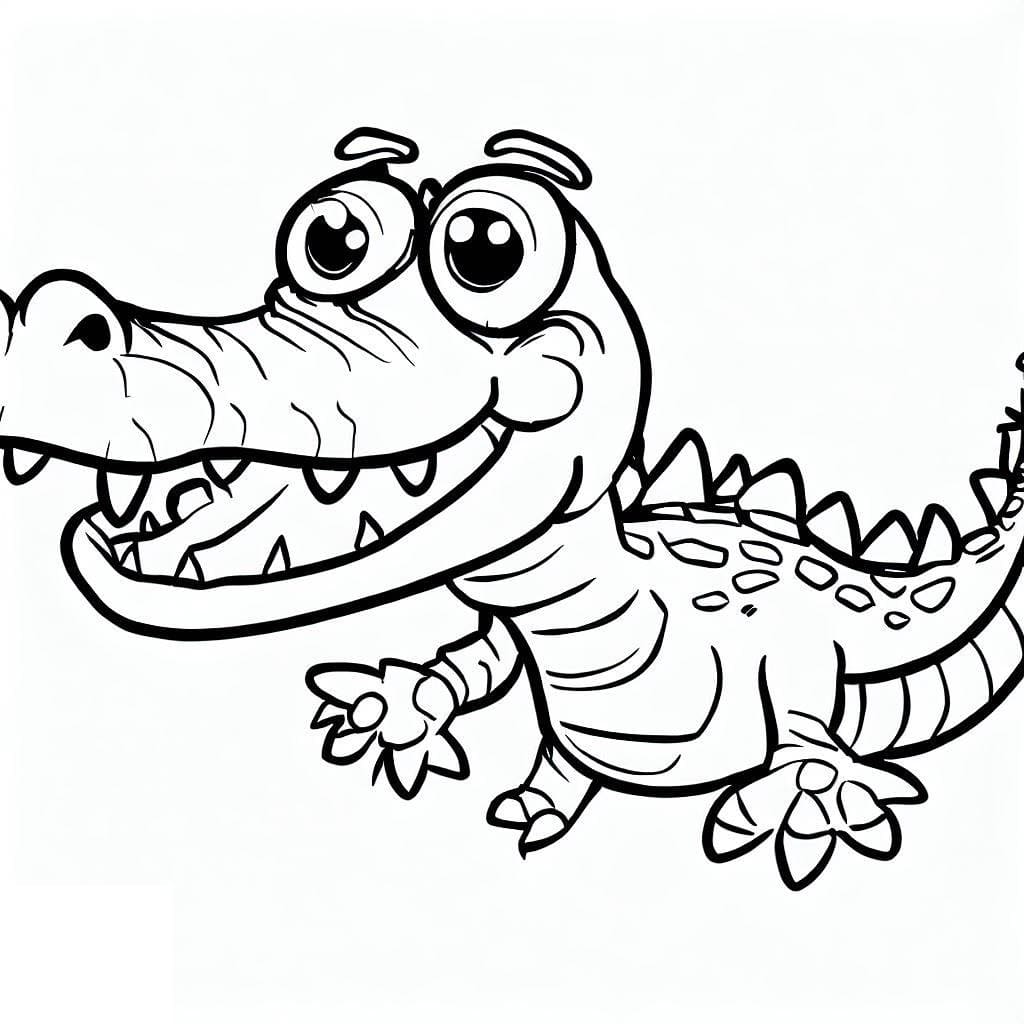 Desenho de um Crocodilo Engraçado para Colorir