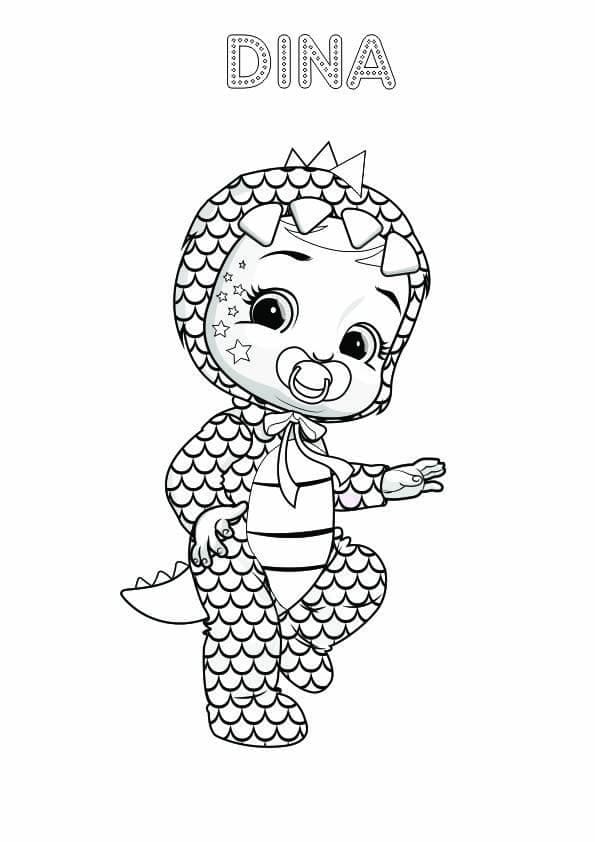 Desenho de Dina Cry Baby para Colorir