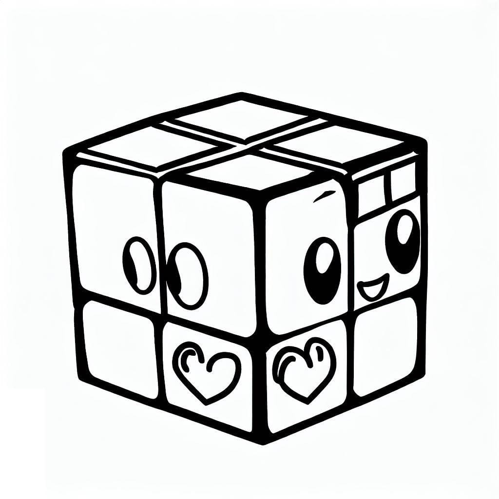 Desenho de Cubo Mágico Adorável para Colorir