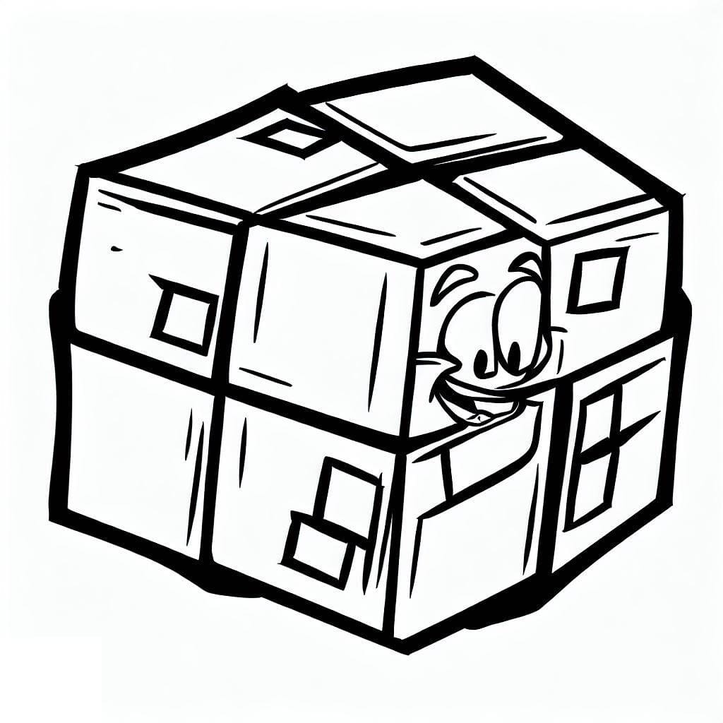 Desenho de Cubo Mágico de Desenho Animado para Colorir