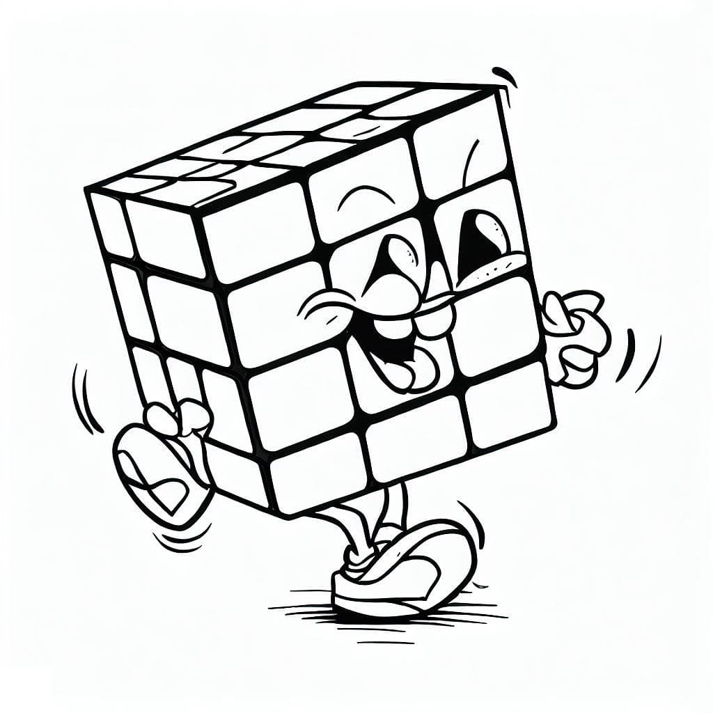 Desenho de Cubo Mágico Engraçado para Colorir