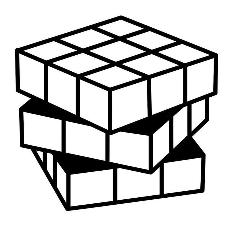 Desenho de Cubo Mágico Grátis para Colorir