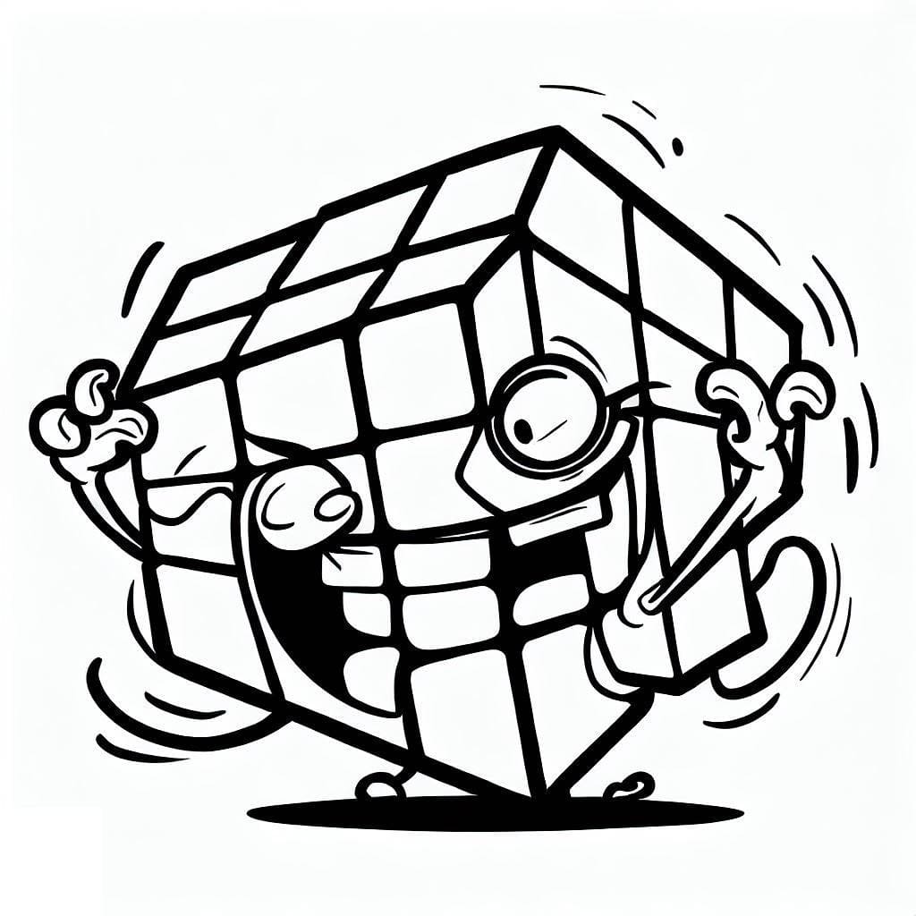 Desenho de Cubo Mágico Louco para Colorir