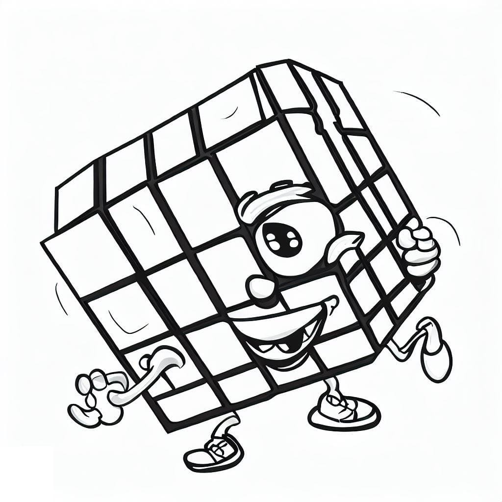 Desenho de Cubo Mágico Muito Engraçado para Colorir