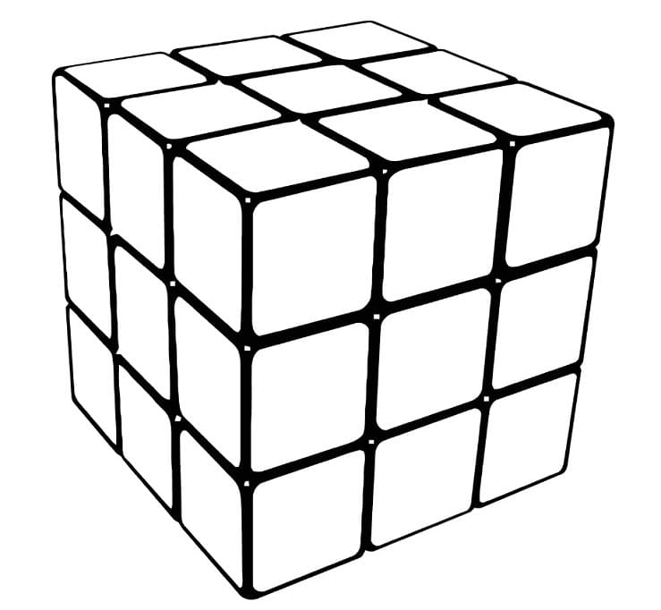 Desenho de Cubo Mágico Normal para Colorir