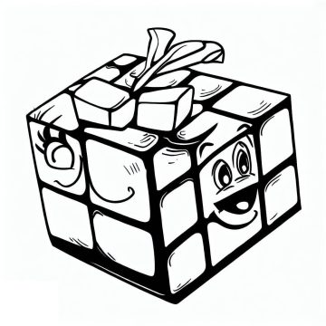 Desenho de Cubo mágico Sorridente para Colorir