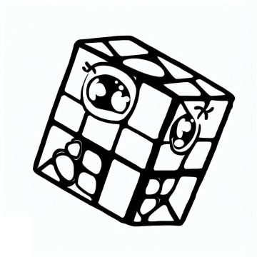 Desenho de Um Cubo mágico Bonito para Colorir