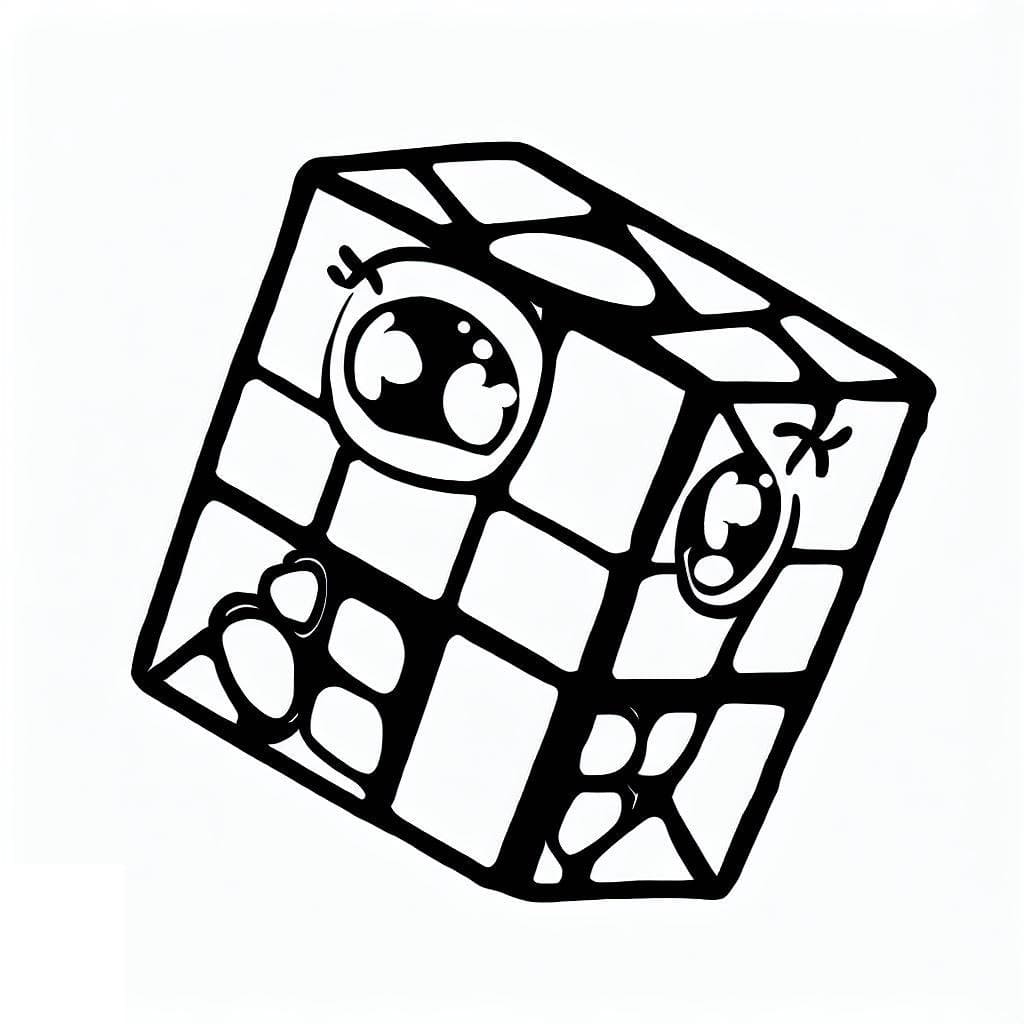 Desenho de um Cubo Mágico Bonito para Colorir