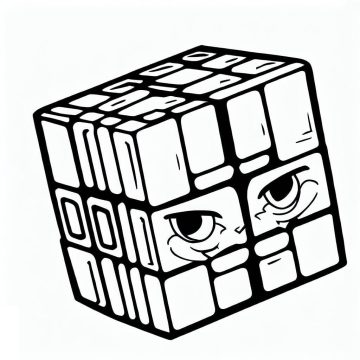 Desenho de Um Cubo mágico de Desenho Animado para Colorir