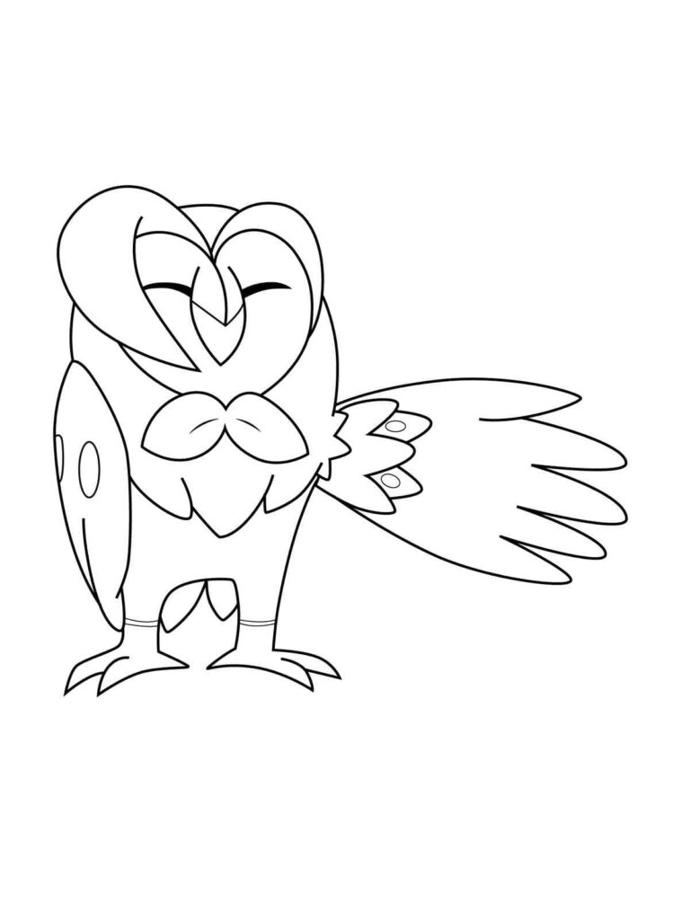 Desenho de Pokemon Dartrix Sorridente para Colorir