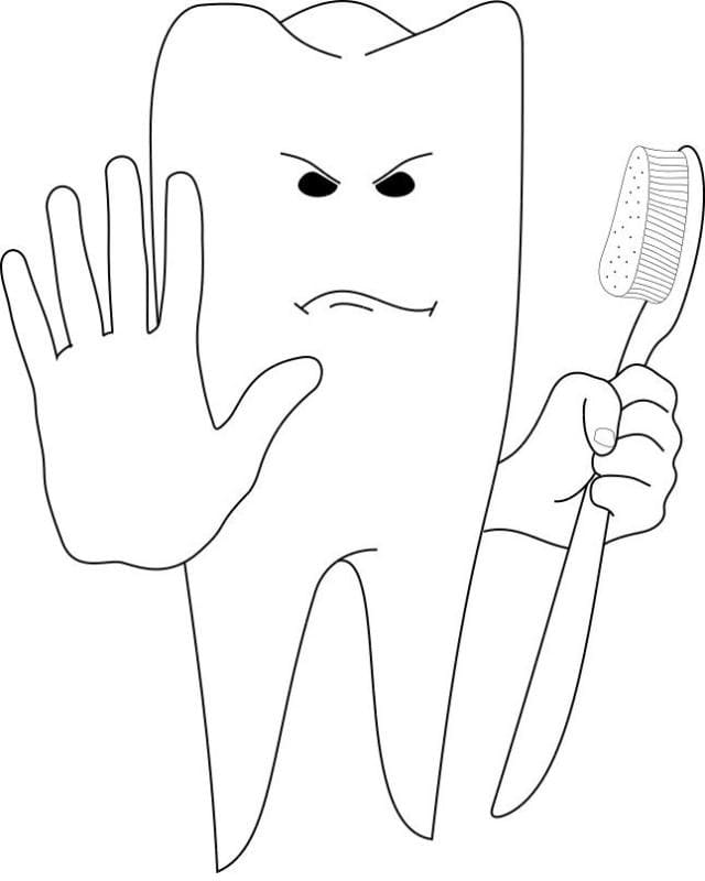 Desenho de Dente Fofo para Colorir Pdf
