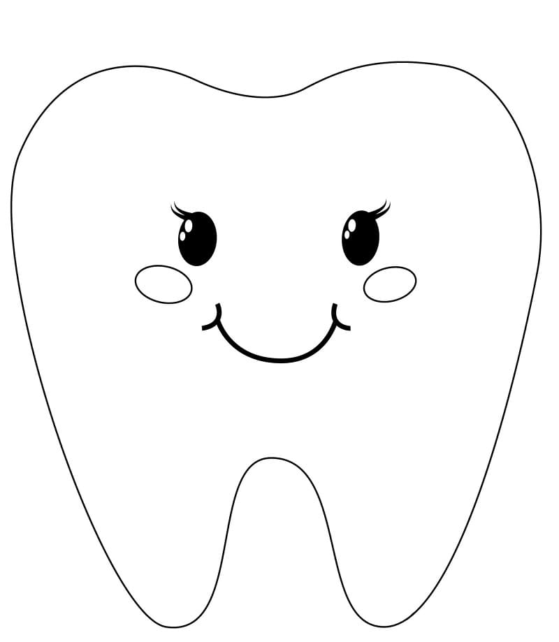 Desenho Dente Adorável para Colorir