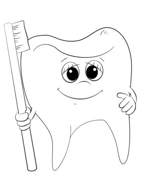Desenho Dente de Desenho Animado para Colorir
