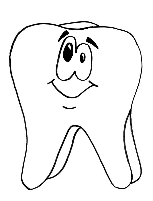 Desenho Dente Engraçado para Colorir