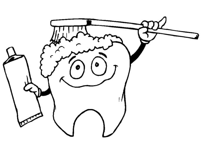 Desenho Dente Feliz para Colorir