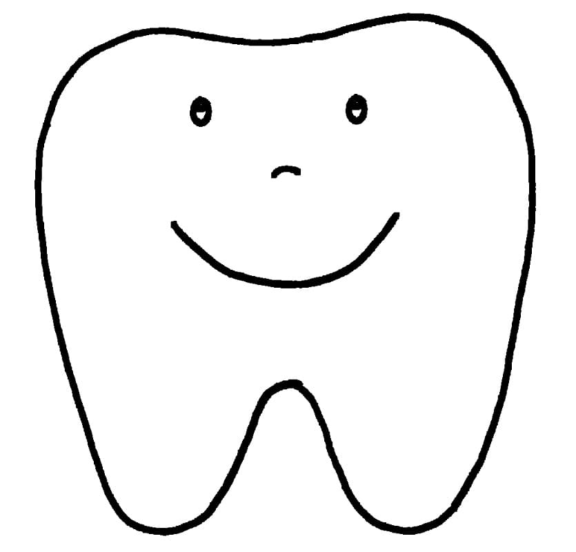 Desenho Dente Fofo para Colorir