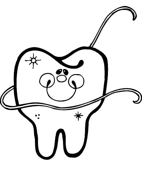 Desenho Dente Kawaii para Colorir
