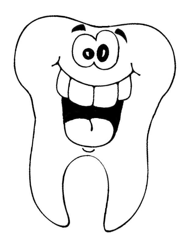 Desenho Dente Rindo para Colorir