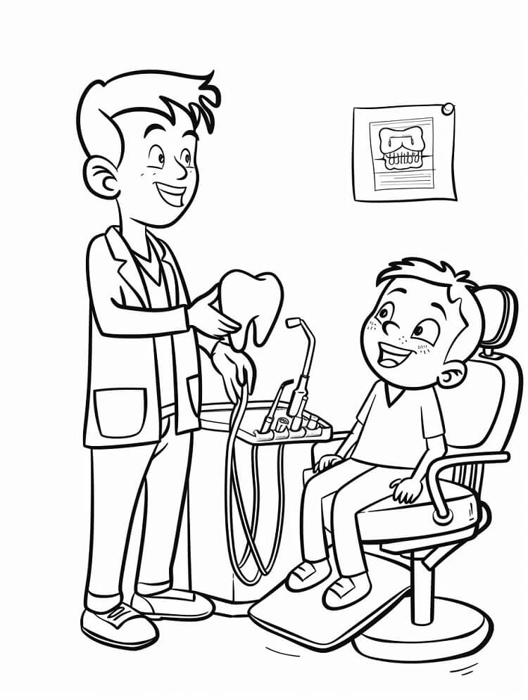 Desenhos de Dentista Alegre para Colorir