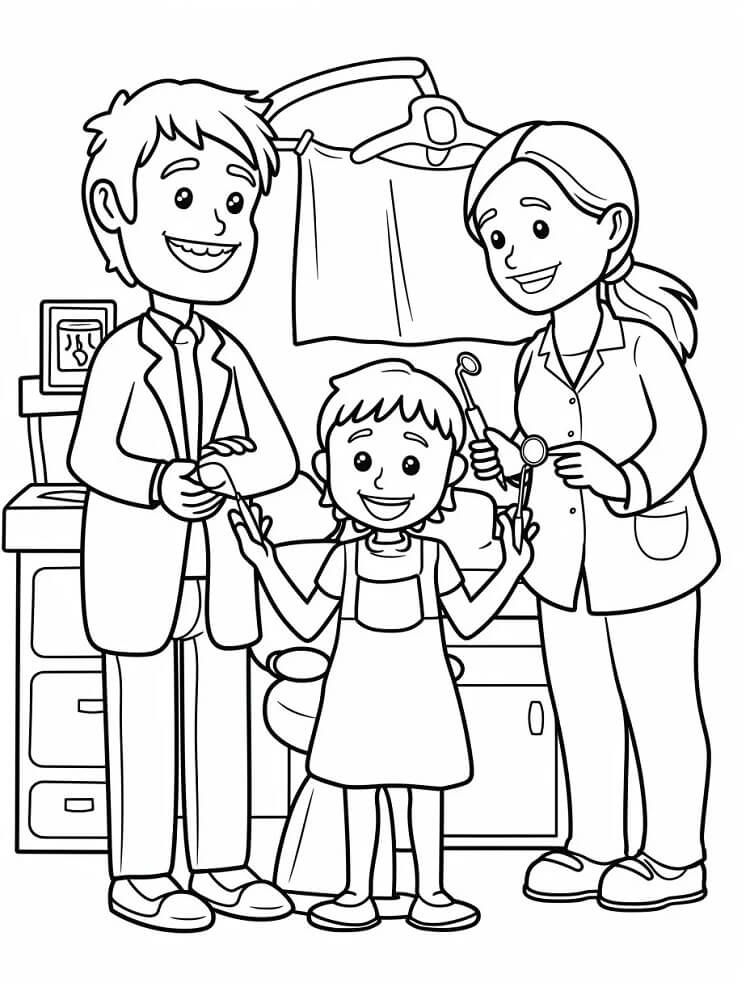 Desenhos de Dentista Feliz para Colorir