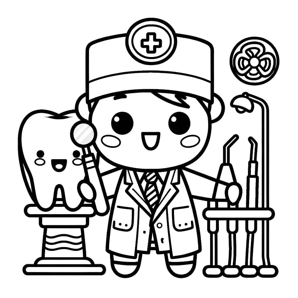 Desenhos de Dentista Fofo para Colorir