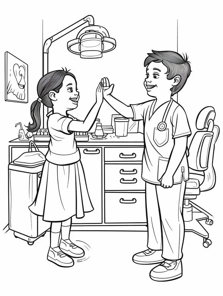 Desenhos de um Dentista Alegre para Colorir