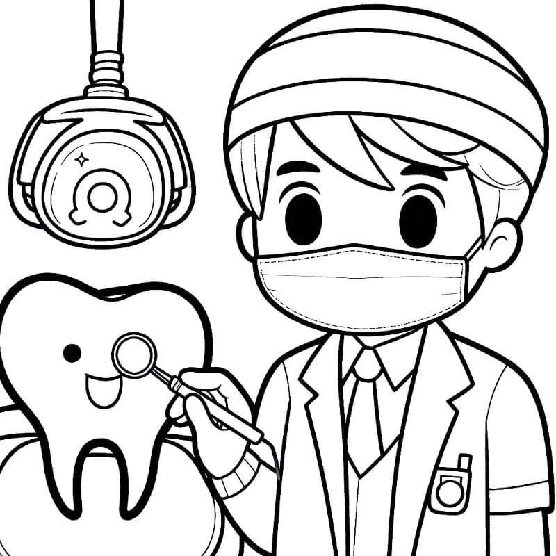 Desenhos de um Pequeno Dentista para Colorir