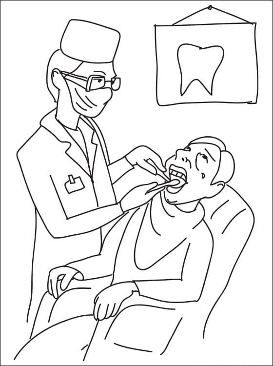 Desenho de Dentista com Paciente para Imprimir