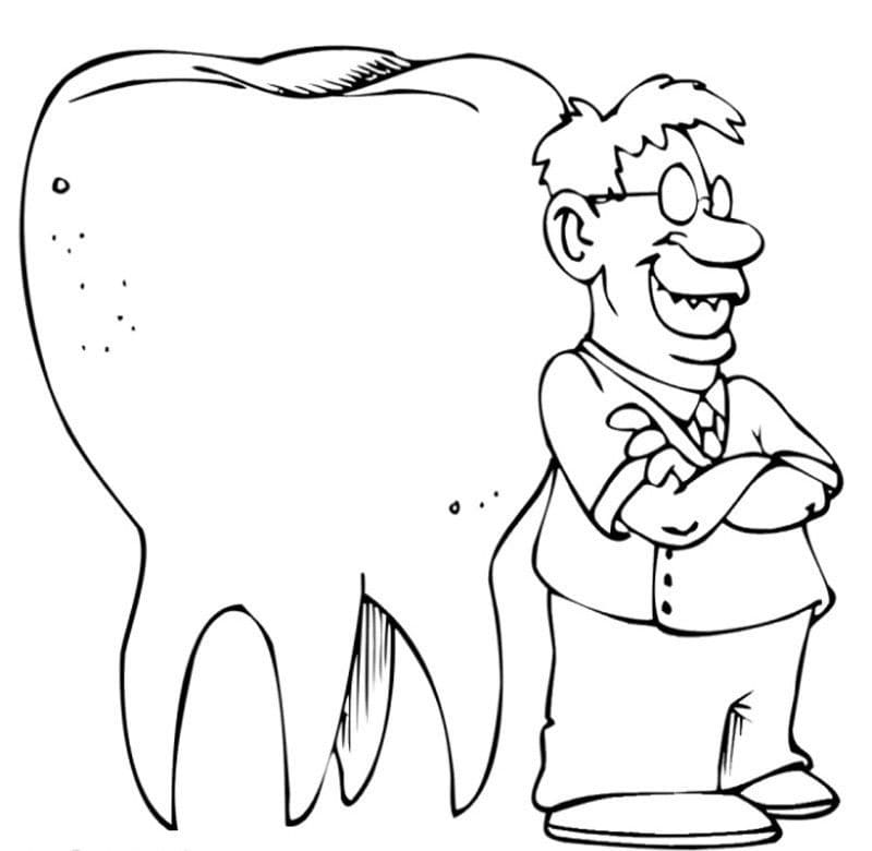 Desenho Dentista com Dente Grande para Colorir
